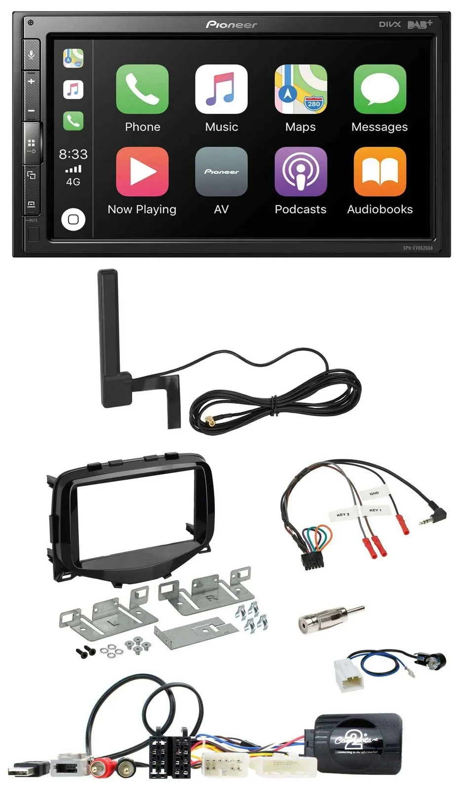 Pioneer USB 2DIN Bluetooth DAB Lenkrad Autoradio für Toyota Aygo 2014-2021