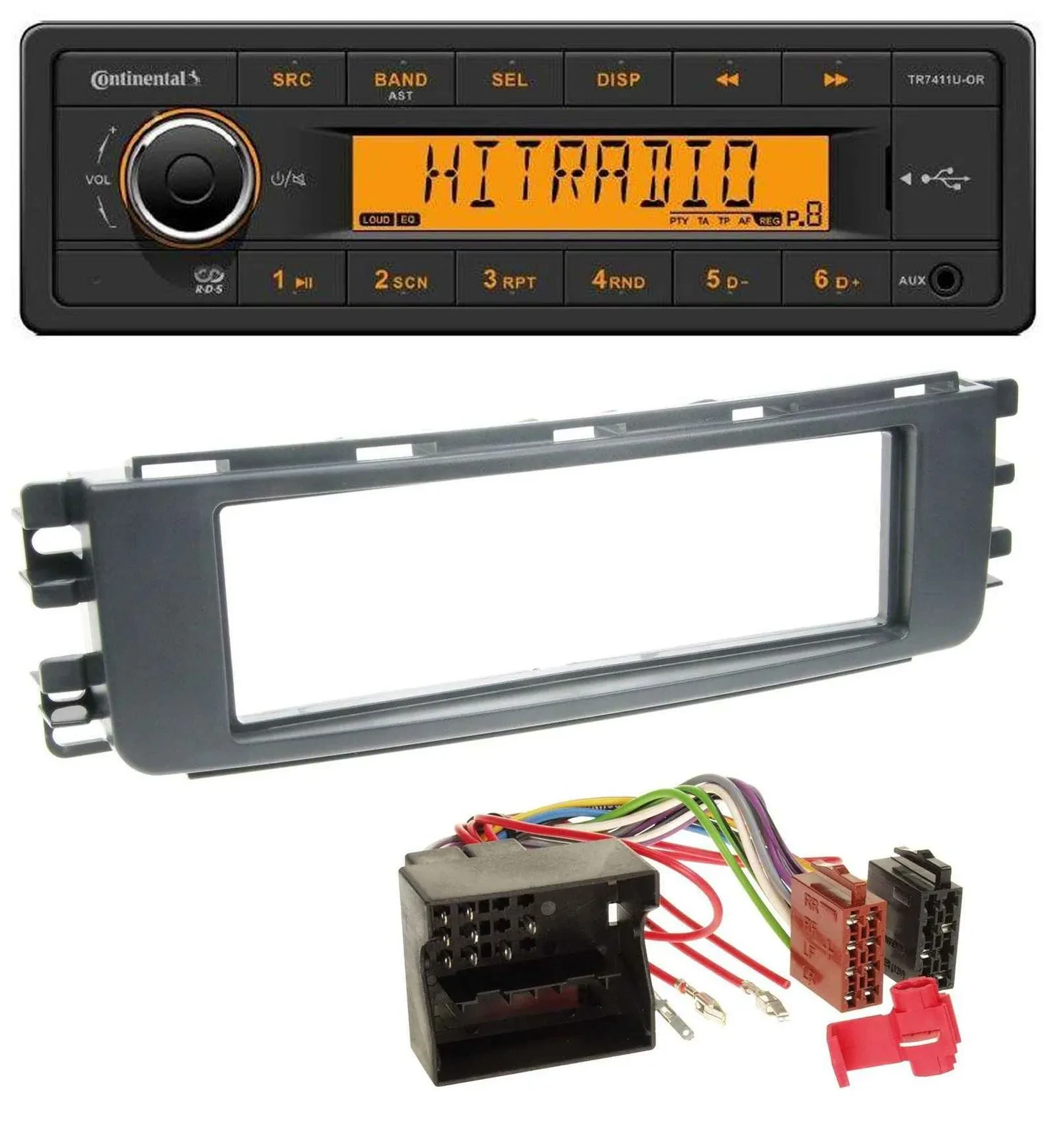 Автомагнитола Continental 1DIN USB AUX MP3 для Smart ForFour (454, 2004–2006)