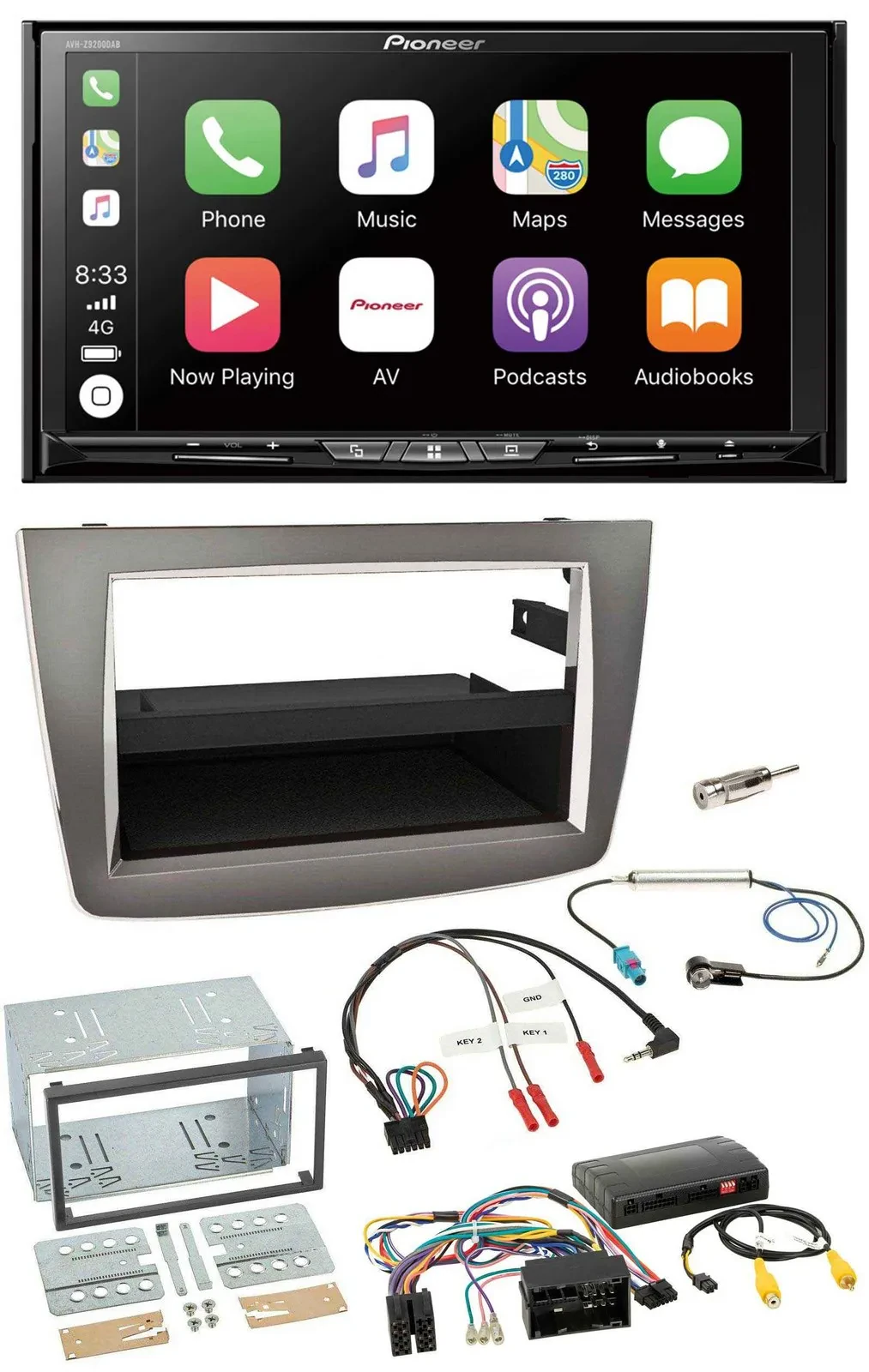 Pioneer 2DIN Lenkrad USB DAB DVD Bluetooth Autoradio für Alfa Romeo Mito silber
