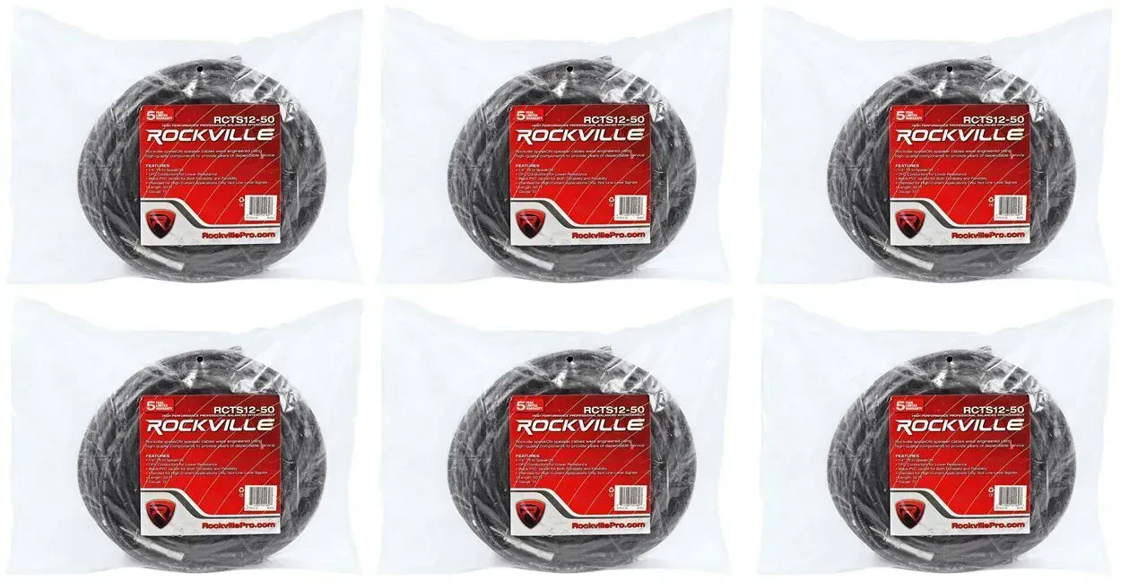 Спикерный кабель Rockville RCTS1250 Black 15.25 м (6 штук)