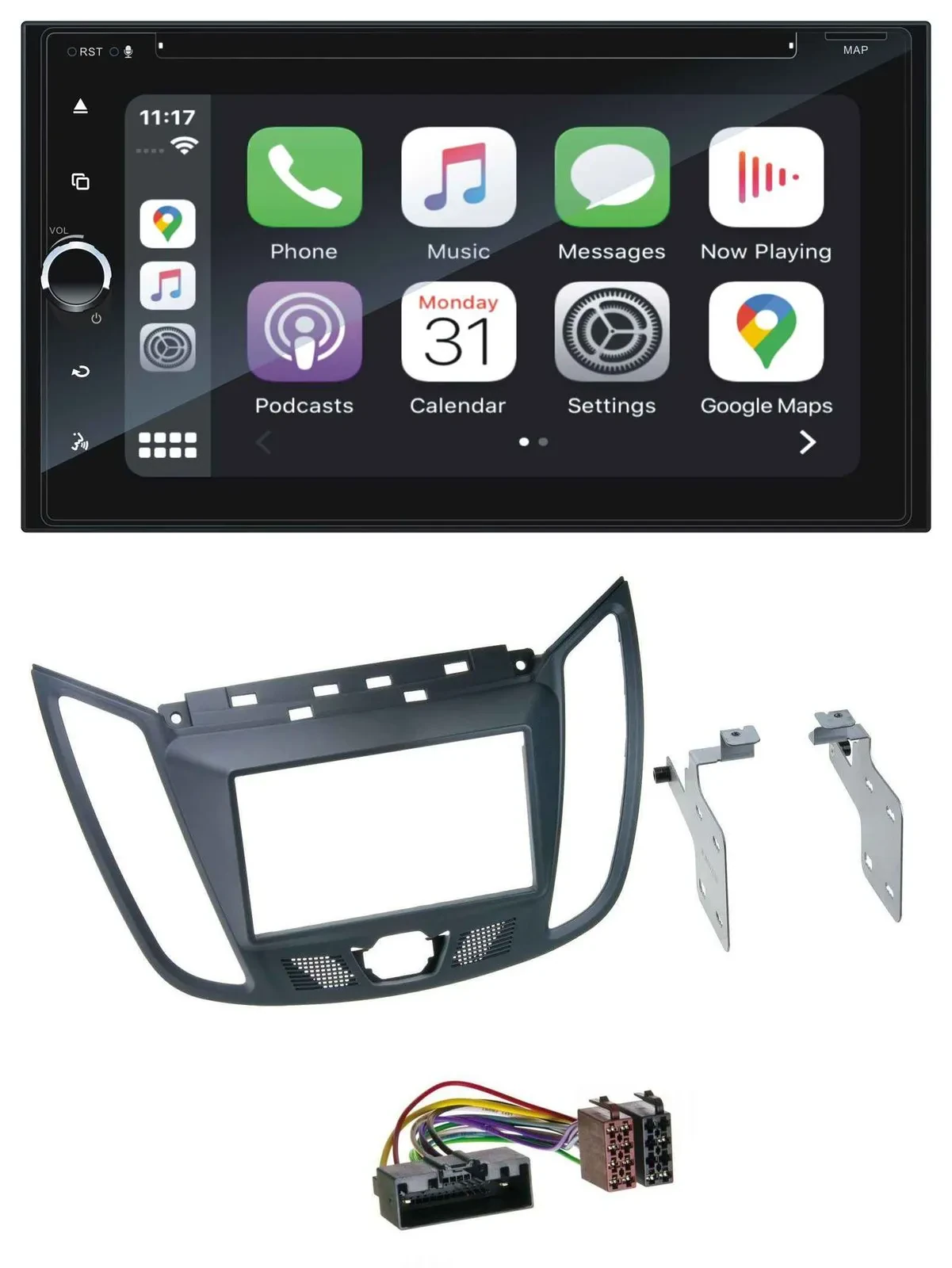Blaupunkt 2DIN Bluetooth DAB USB DVD MP3 Autoradio für Ford C-Max (ab 10) grau