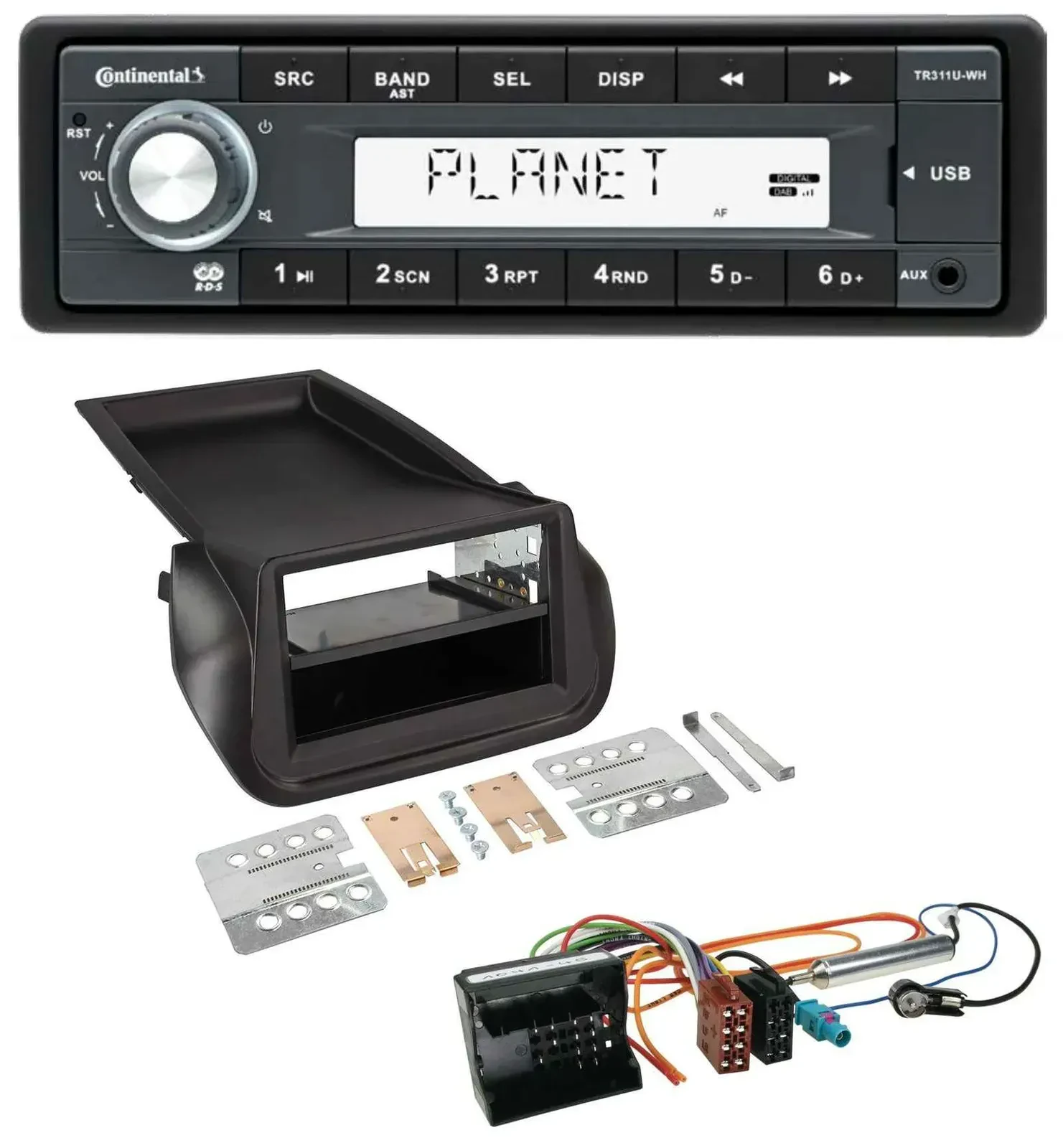 Continental USB MP3 AUX 1DIN Autoradio für Citroen Nemo Peugeot Bipper ab 2008
