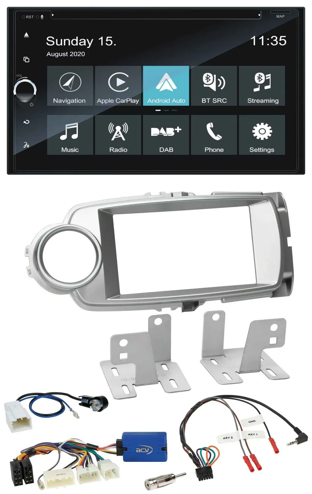 Blaupunkt 2DIN Lenkrad TMC Bluetooth USB DAB Navigation für Toyota Yaris 2011-20