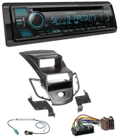 Автомагнитола для Ford Fiesta 2010–2017 Kenwood Bluetooth, USB, CD, MP3, DAB, черная