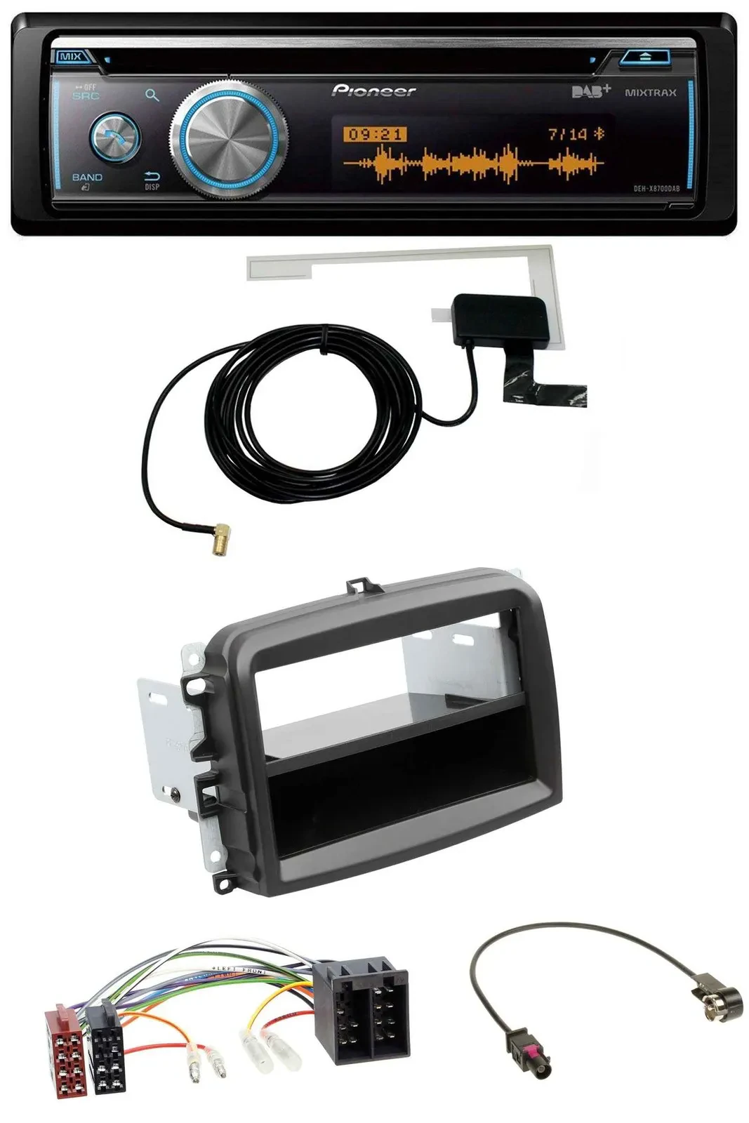 Автомагнитола Pioneer для Fiat 500L, Bluetooth, DAB, MP3, USB, CD, с ISO (с 2012)