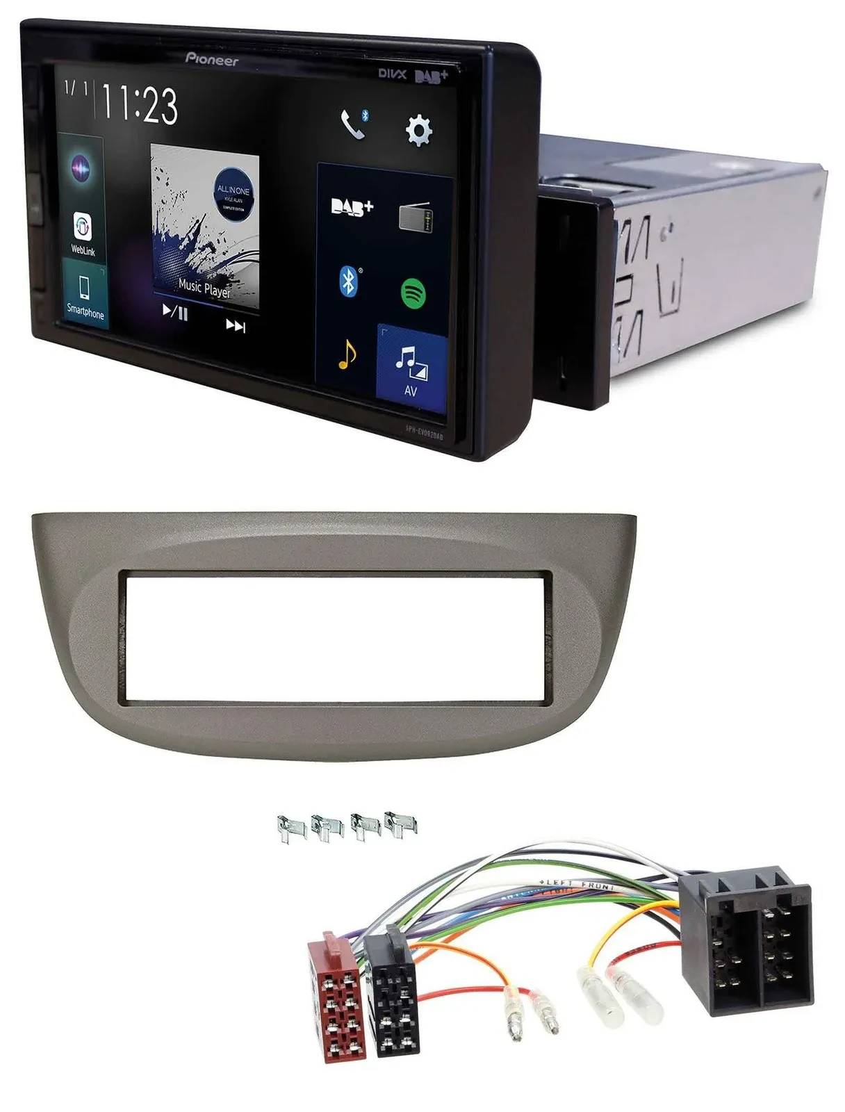 Pioneer DAB MP3 Bluetooth USB Autoradio für Renault Twingo 07-12 beige-grau