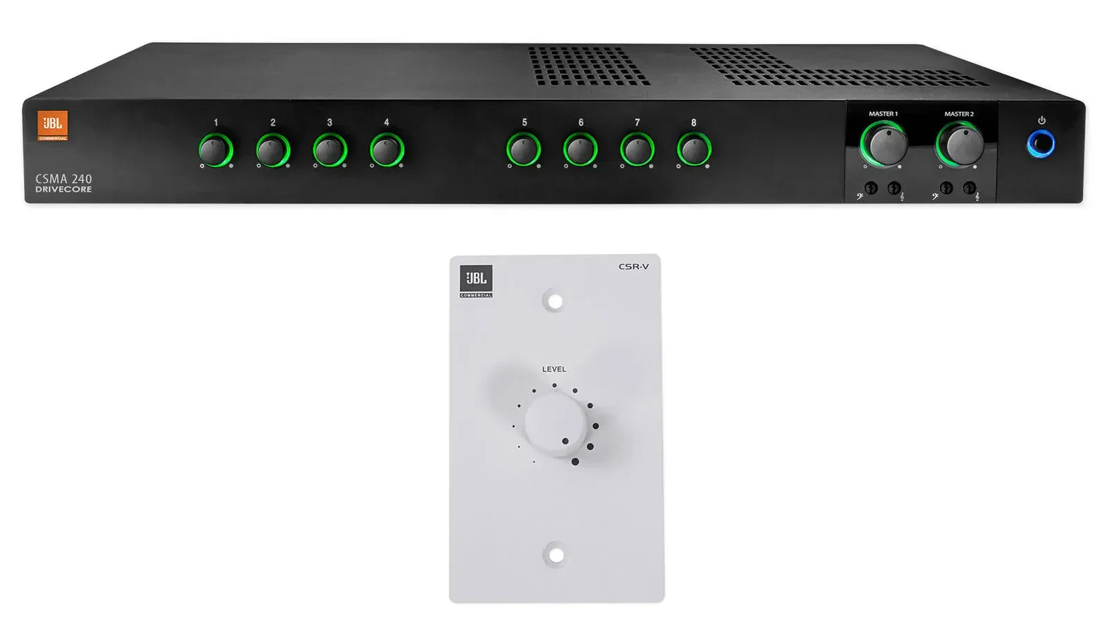 JBL CSMA240 Commercial/Restaurant 2 x 40w Amplifier+White Wall Volume Controller