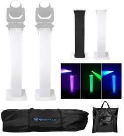 2 Totem Stands+Black+White Scrims For 2 Chauvet Intimidator Beam 355 IRC Lights