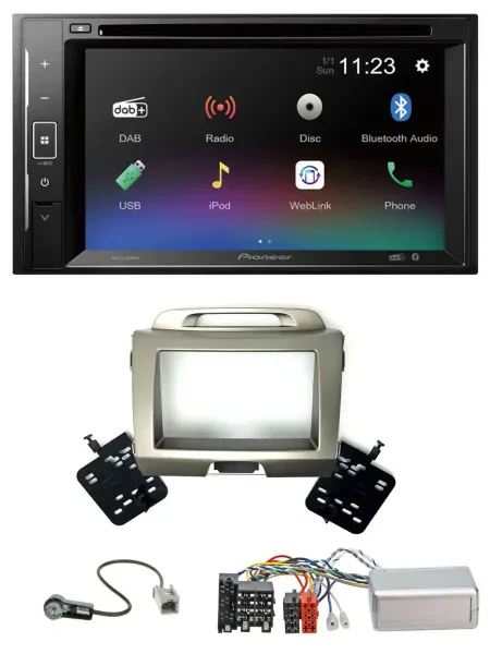 Pioneer Bluetooth Lenkrad USB 2DIN DAB DVD Autoradio für Kia Sportage 3 2010-201