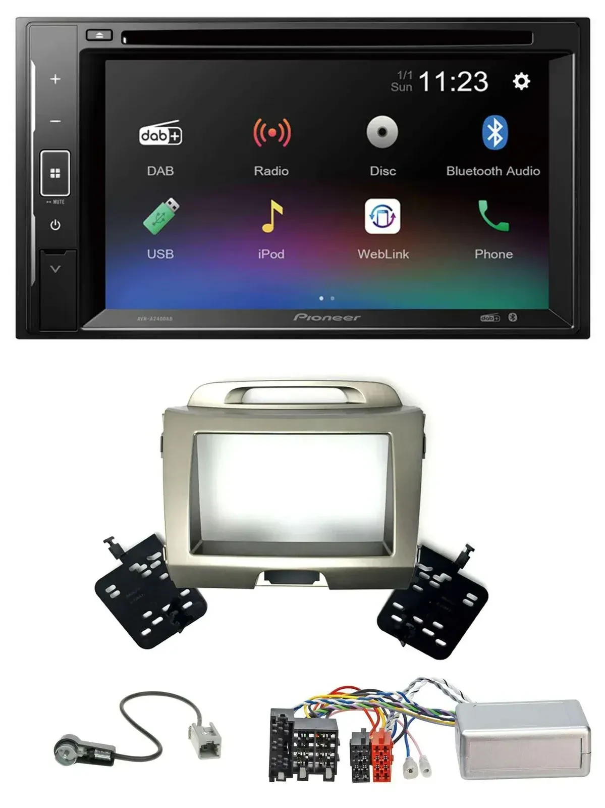 Автомагнитола для Kia Sportage 3 Pioneer 2DIN, Bluetooth, USB, DAB, DVD