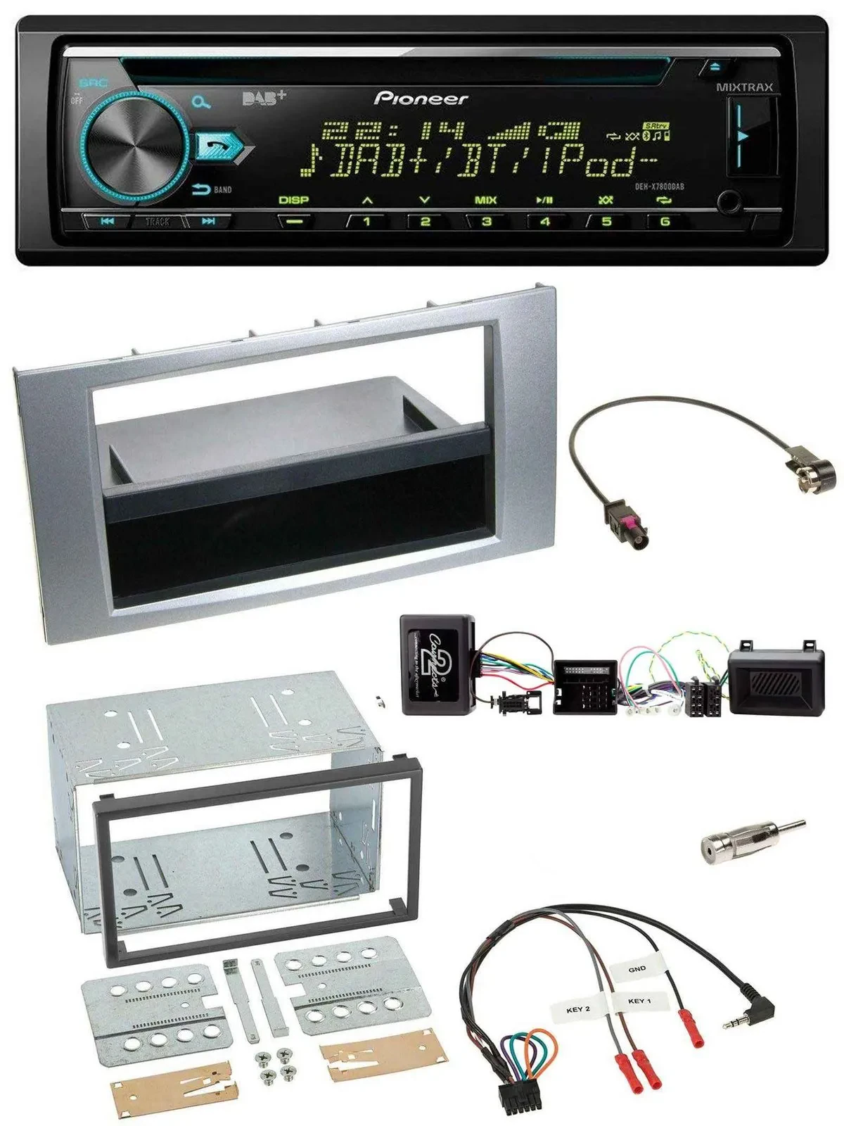 Автомагнитола Pioneer DAB CD USB Bluetooth для Ford Kuga 2008–2012 серебристая