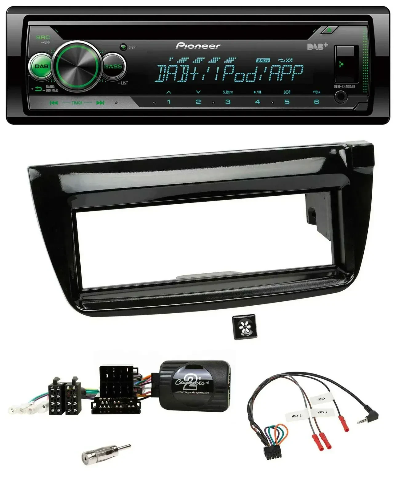 Автомагнитола Pioneer CD/USB/MP3 с DAB для Fiat Doblo 2012–2015, поддержка кнопок на руле, черный глянцевый