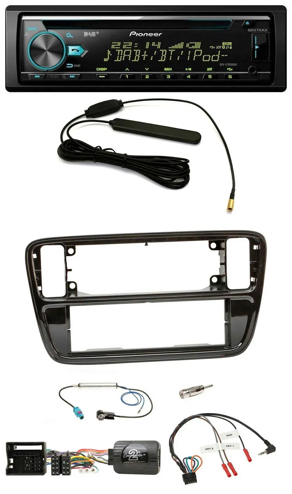Pioneer CD MP3 Lenkrad DAB USB Autoradio für VW Up AA AAN 11-16 Klavierlack