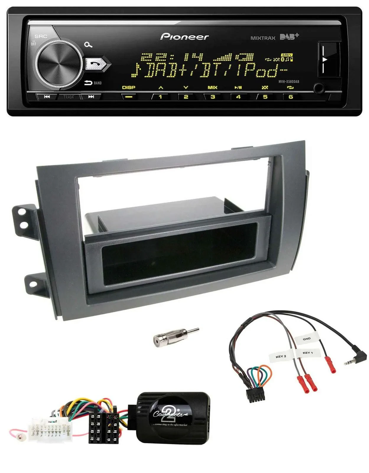 Pioneer Bluetooth USB DAB Lenkrad Autoradio für Fiat Sedici Suzuki SX4