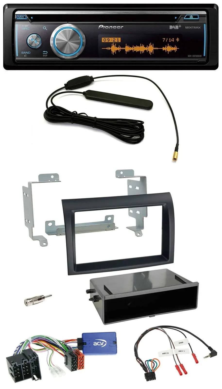 Pioneer CD USB Bluetooth DAB Lenkrad Autoradio für Fiat Ducato 08-11 schwarz Pro