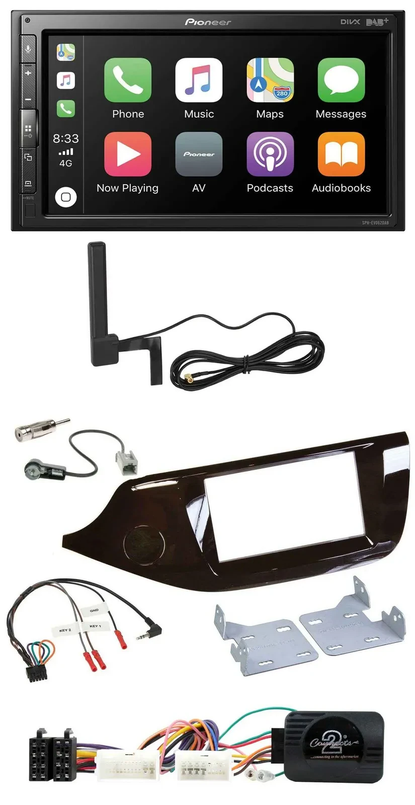 Pioneer USB 2DIN Bluetooth DAB Lenkrad Autoradio für Kia Ceed ab 2012 glänzend o