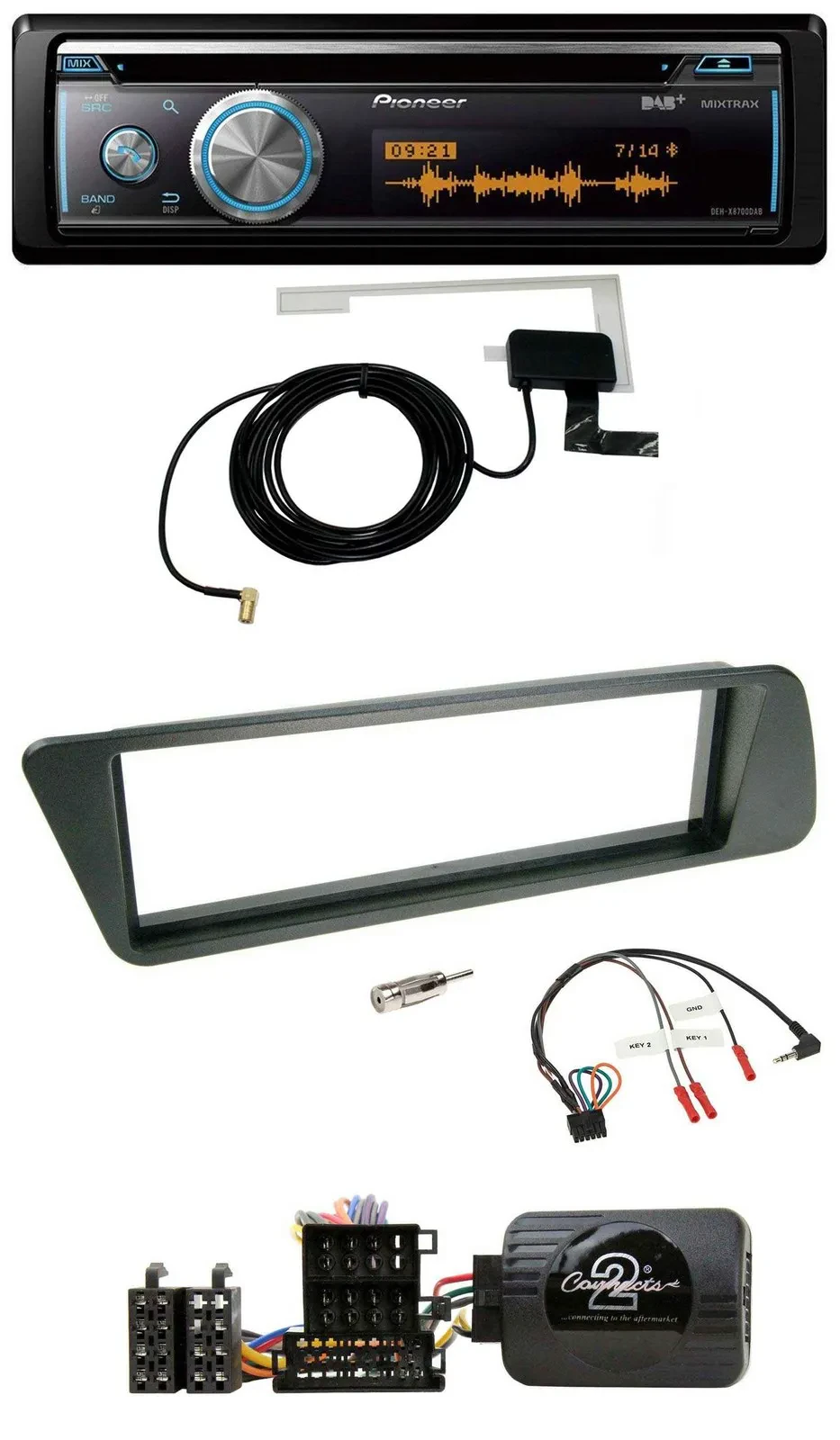 Автомагнитола Pioneer Bluetooth, DAB, USB, CD для Peugeot 306 (1998–2001)