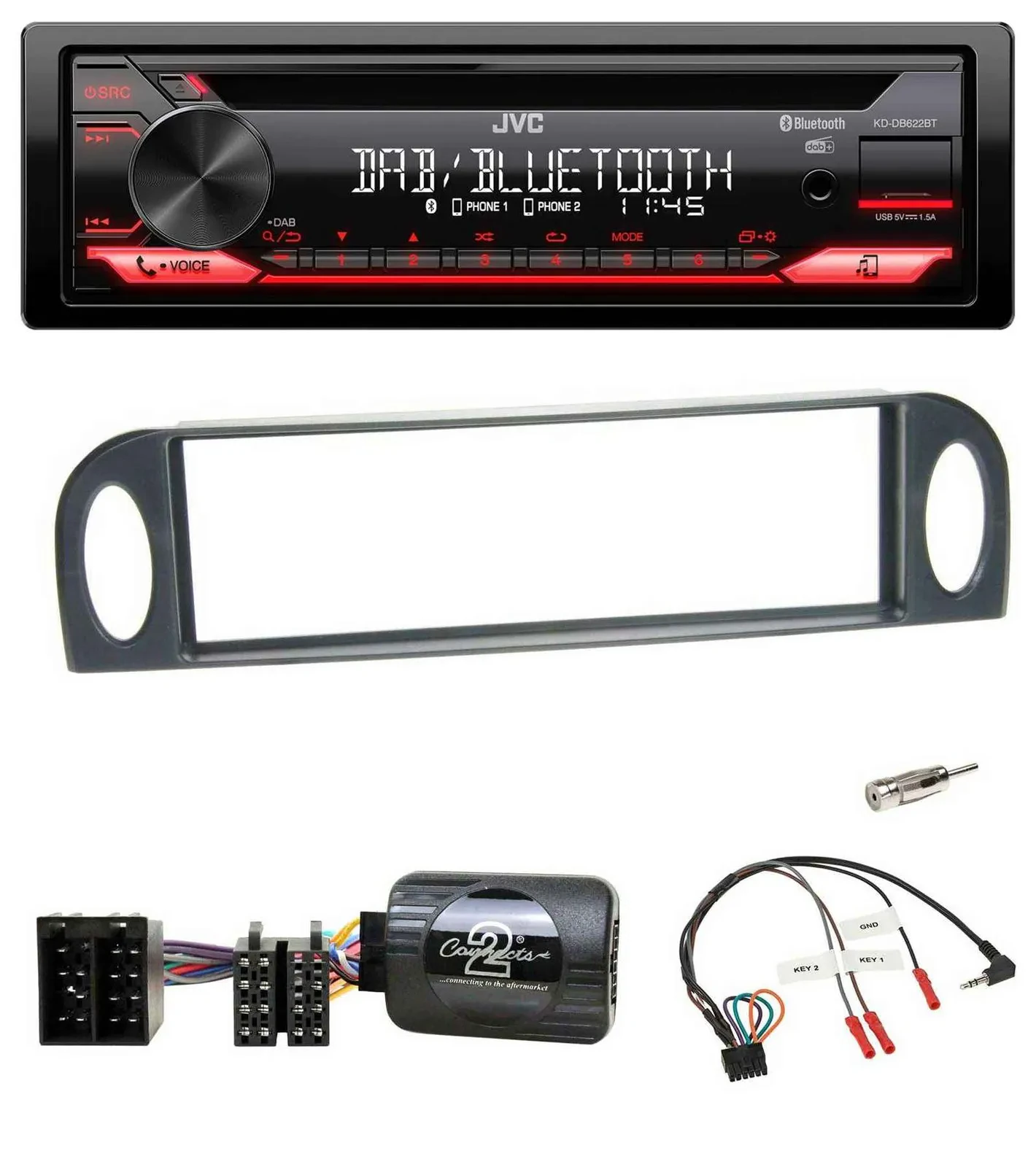 JVC CD DAB USB Bluetooth Lenkrad Autoradio für Citroen C5 2001-2005