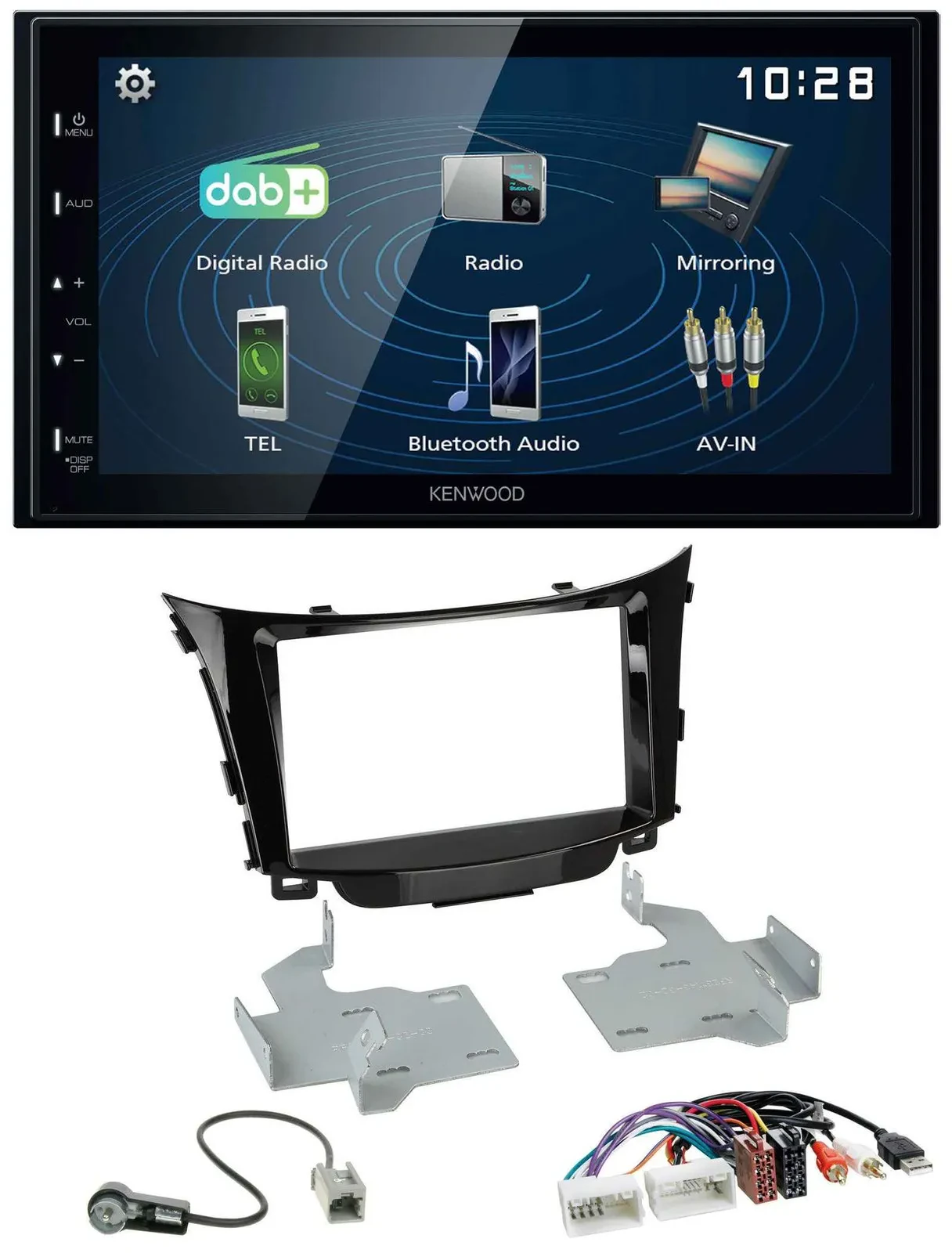 Автомагнитола Kenwood 2-DIN Bluetooth, MP3, USB, AUX, DAB для Hyundai i30 (с 2012)