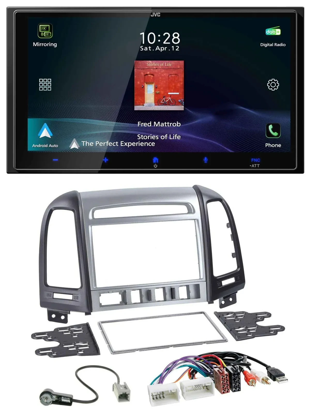 JVC USB Bluetooth 2DIN DAB MP3 Autoradio für Hyundai Santa Fe AUX USB 4 Schalter