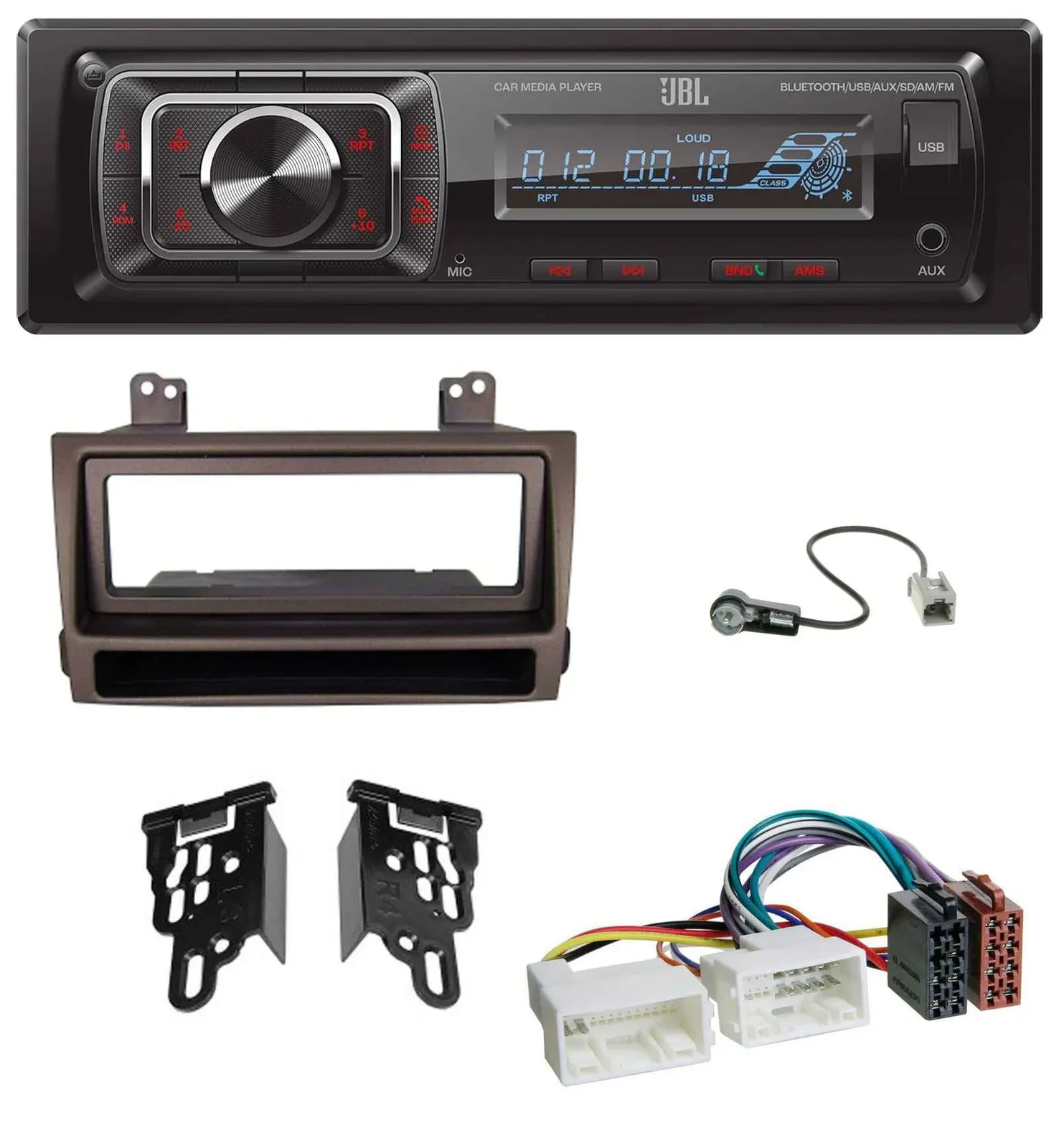 JBL SD AUX MP3 USB Bluetooth Autoradio für Hyundai Sonata ab 09 dunkelbraun meta