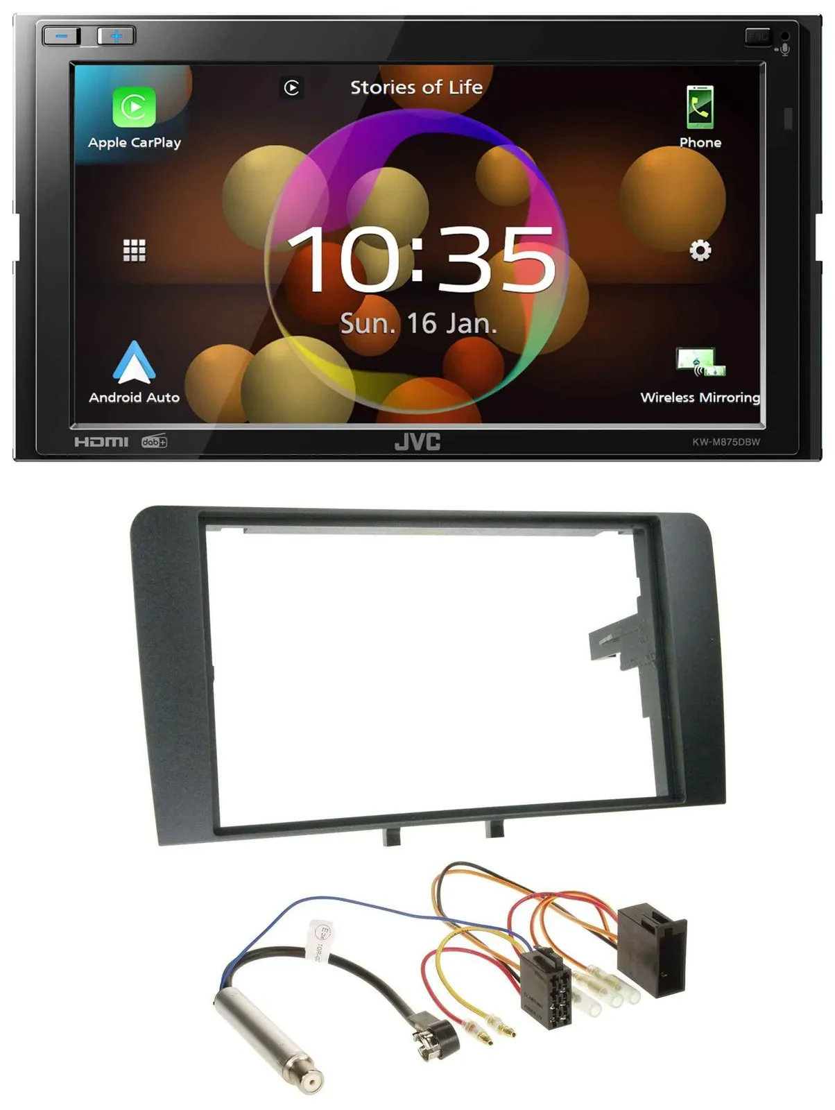 JVC DAB MP3 2DIN Bluetooth USB Autoradio für Audi A3 8P 2003-2006 ISO