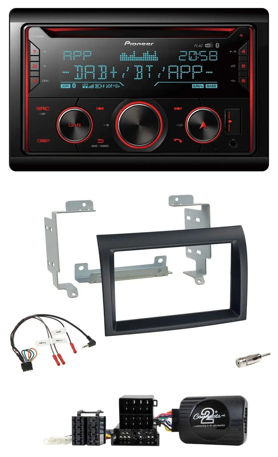 Pioneer 2DIN DAB Lenkrad Bluetooth USB CD Autoradio für Fiat Ducato 06-08 schwar