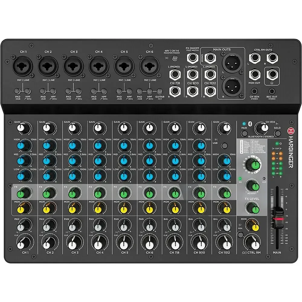 Аналоговый микшер Harbinger LV14 14-Channel Analog Mixer With Bluetooth, FX & USB Audio