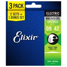Струны для электрогитары Elixir 16550 Optiweb Electric Super Light 9-42 (3-Pack)