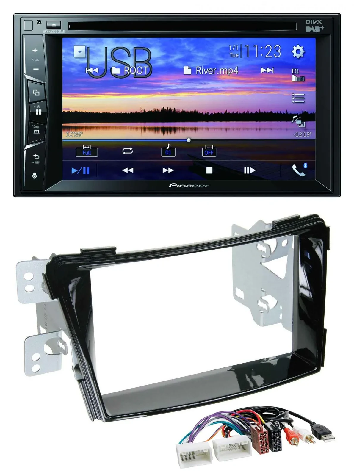 Pioneer Bluetooth 2DIN USB DVD DAB MP3 Autoradio für Hyundai i40 ab 11 VF Klavie