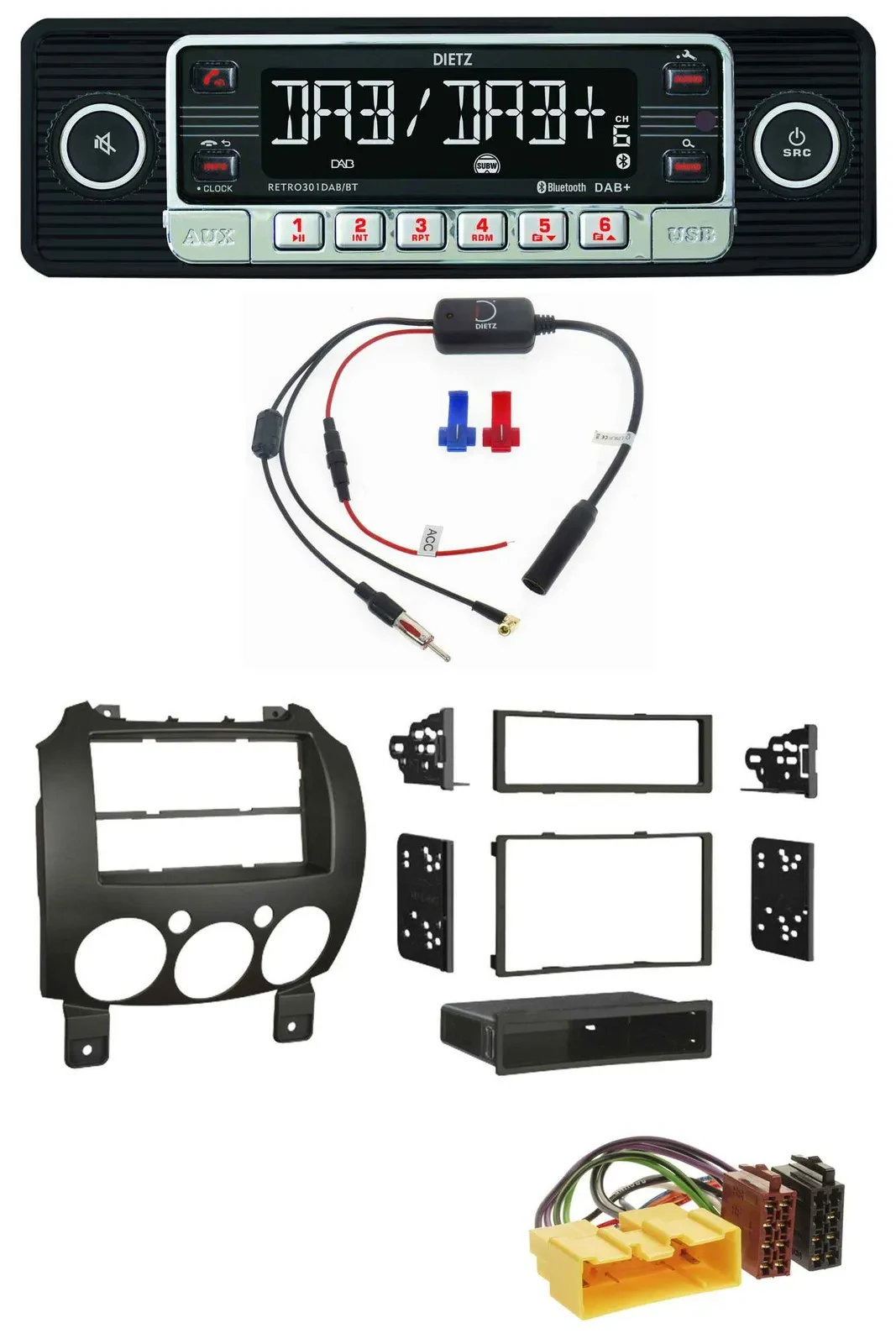 Dietz MP3 DAB Bluetooth USB Autoradio für Mazda 2 (ab 2007)