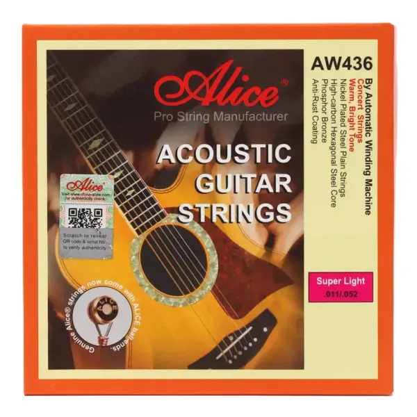 Струны для акустической гитары Alice AW436P-SL Phosphor Bronze Coated 11-52