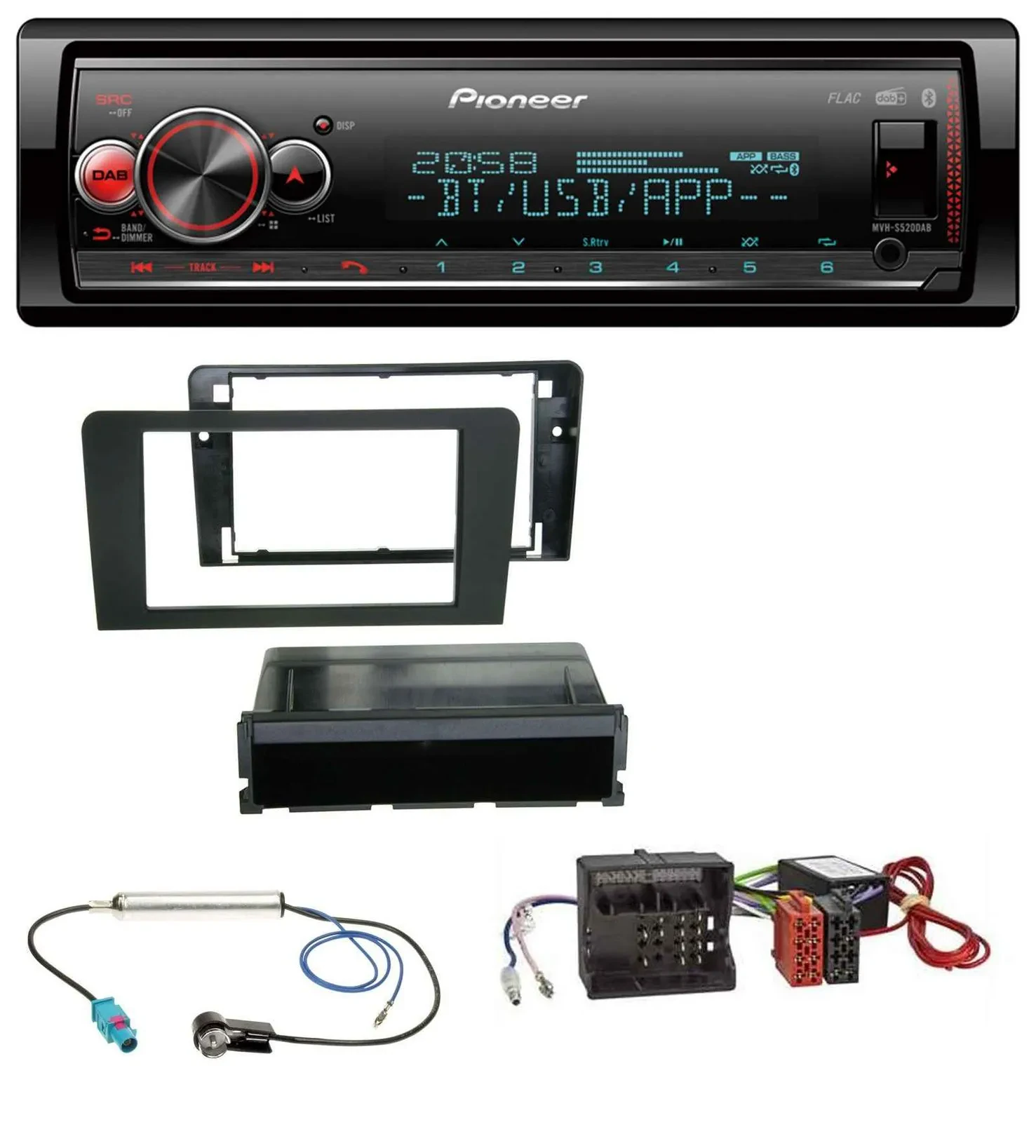 Pioneer Bluetooth USB MP3 DAB Autoradio für Audi A3 8P 06-12 Symphony Aktivsyste