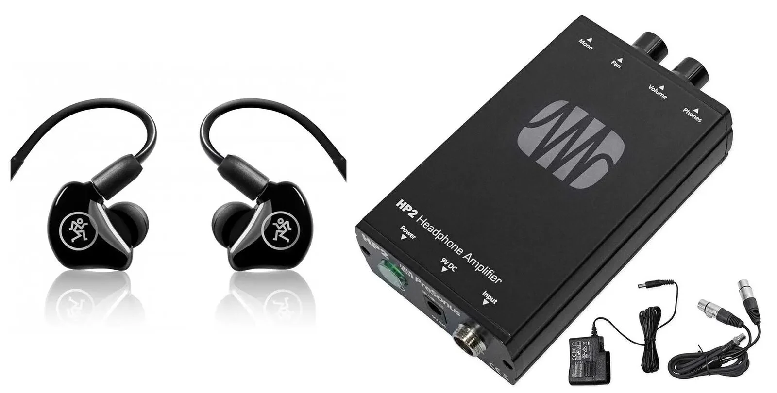 Внутриканальные мониторы Mackie MP-220 (набор) с кейсом и усилителем для наушников PreSonus HP2
