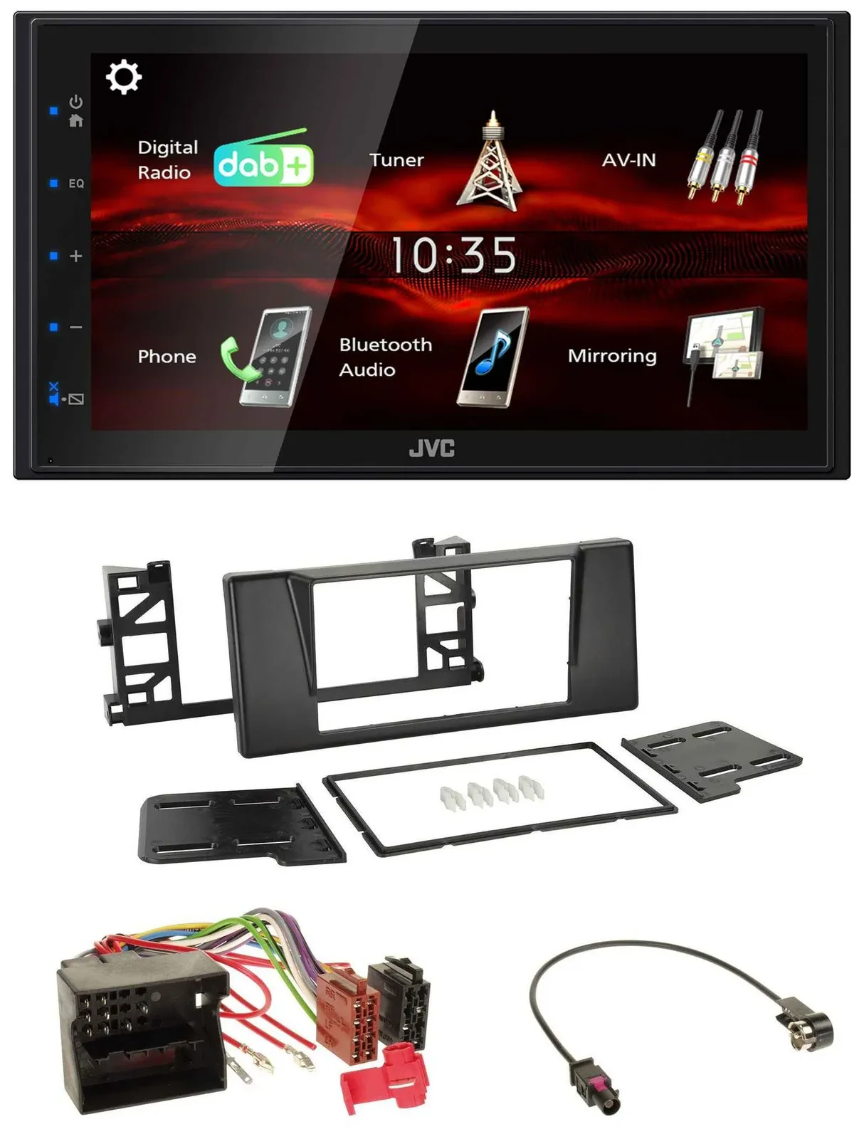 JVC USB Bluetooth MP3 DAB 2DIN Autoradio für BMW 5er E39 X5 Quadlock