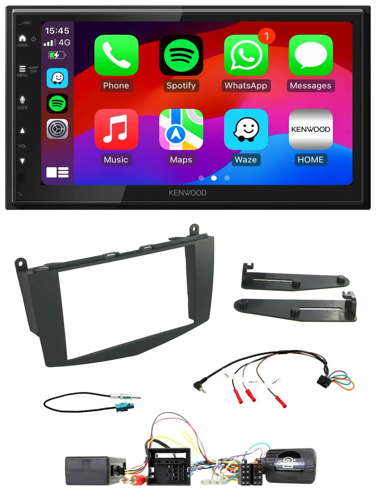 Автомагнитола для Mercedes C W204 Kenwood 2DIN USB DAB Bluetooth, поддержка управления на руле, совместима с активной акустической системой