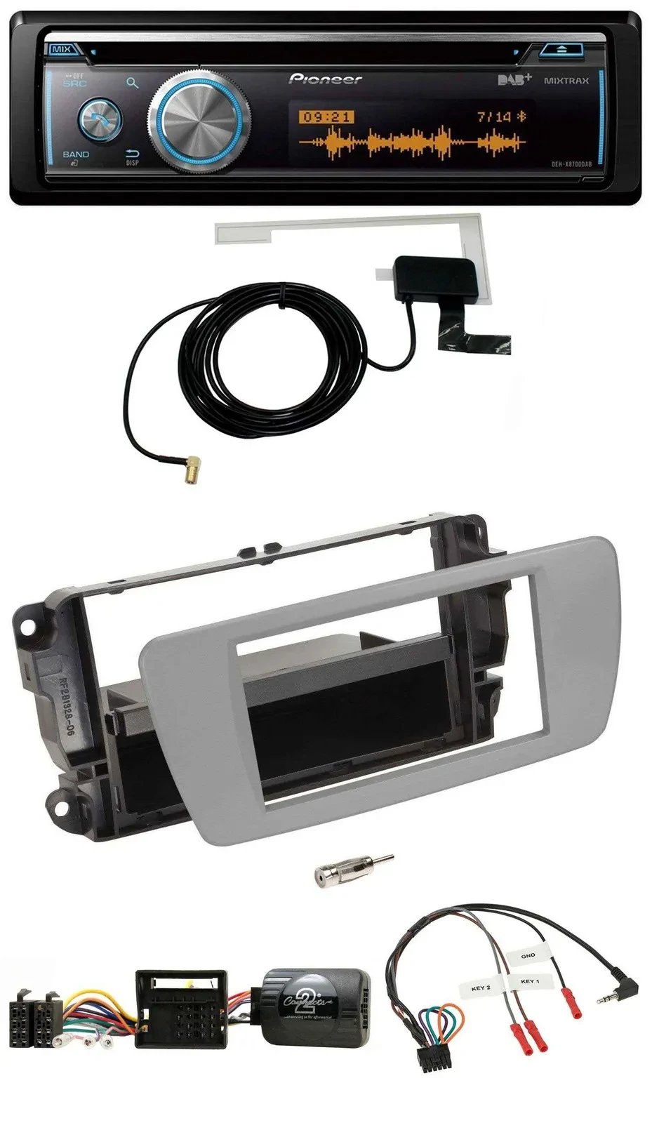 Автомагнитола для Seat Ibiza Pioneer Bluetooth DAB USB CD, серый