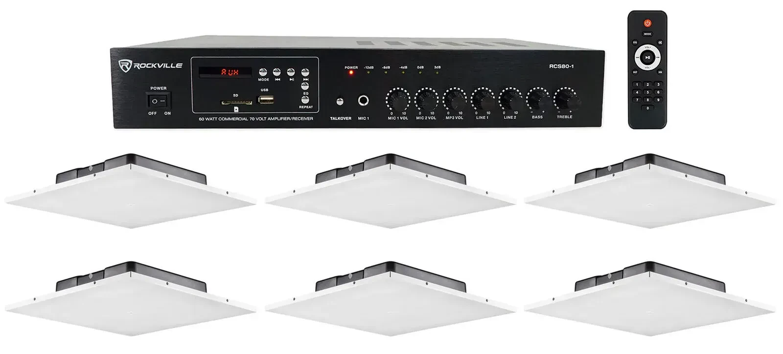 Потолочная акустика Rockville RCS80-1+(3) LCT 81C/T White с усилителем (6 штук)