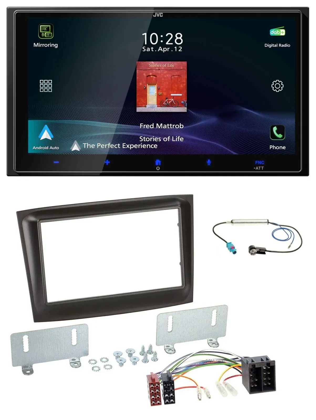 Автомагнитола для Fiat Doblo (с 2015) JVC 2DIN Bluetooth USB DAB MP3 черная