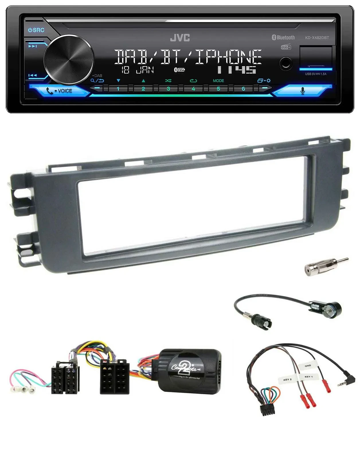 JVC Bluetooth DAB USB Lenkrad Autoradio für Smart ForFour 04-06 W454 Audio 20