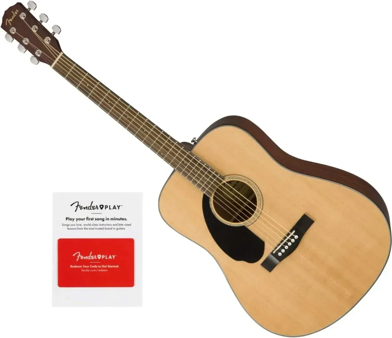 Fender CD-60S Left-Handed Solid Spruce Top Acoustic Guitar, w/Fender Play Card