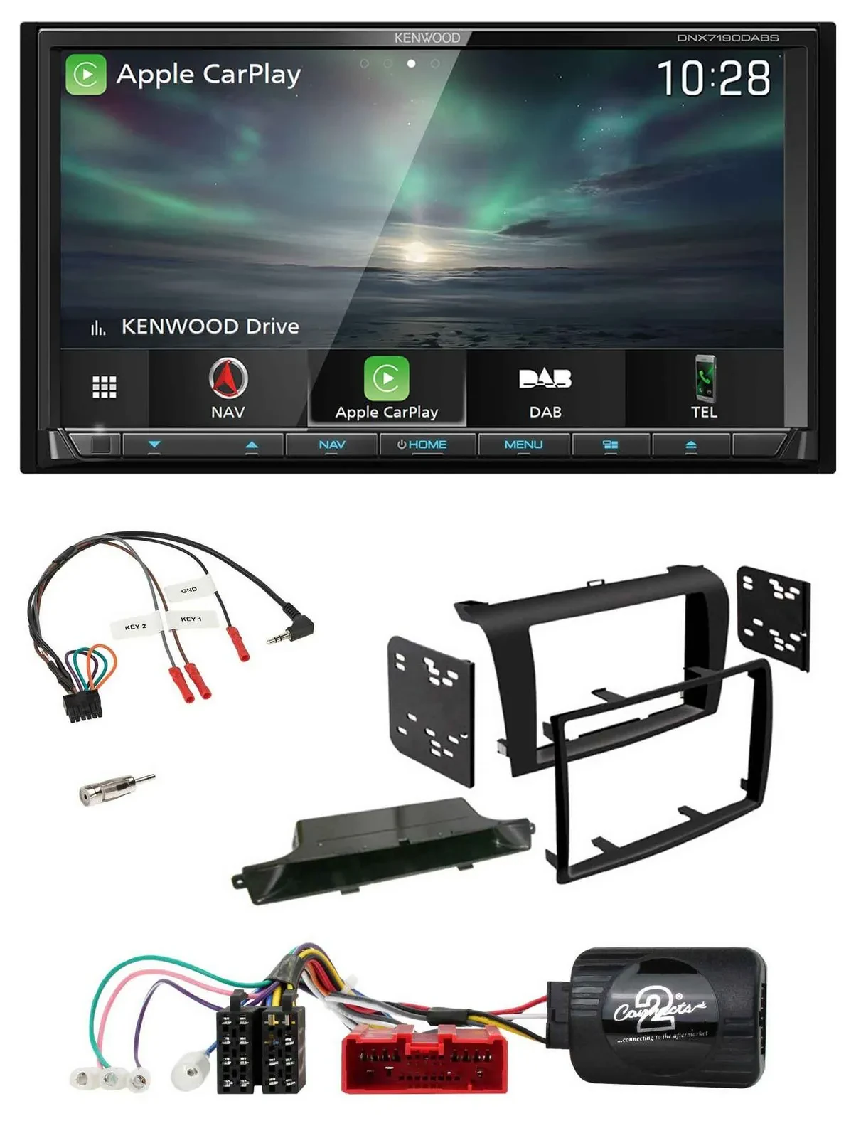 Автомагнитола Kenwood 2DIN Bluetooth USB DAB TMC навигация для Mazda 3 2003–2009 черная с поддержкой кнопок на руле