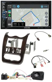 Alpine DAB TMC Bluetooth 2DIN USB Lenkrad Navigation für Dacia ab 12 dunkelbraun