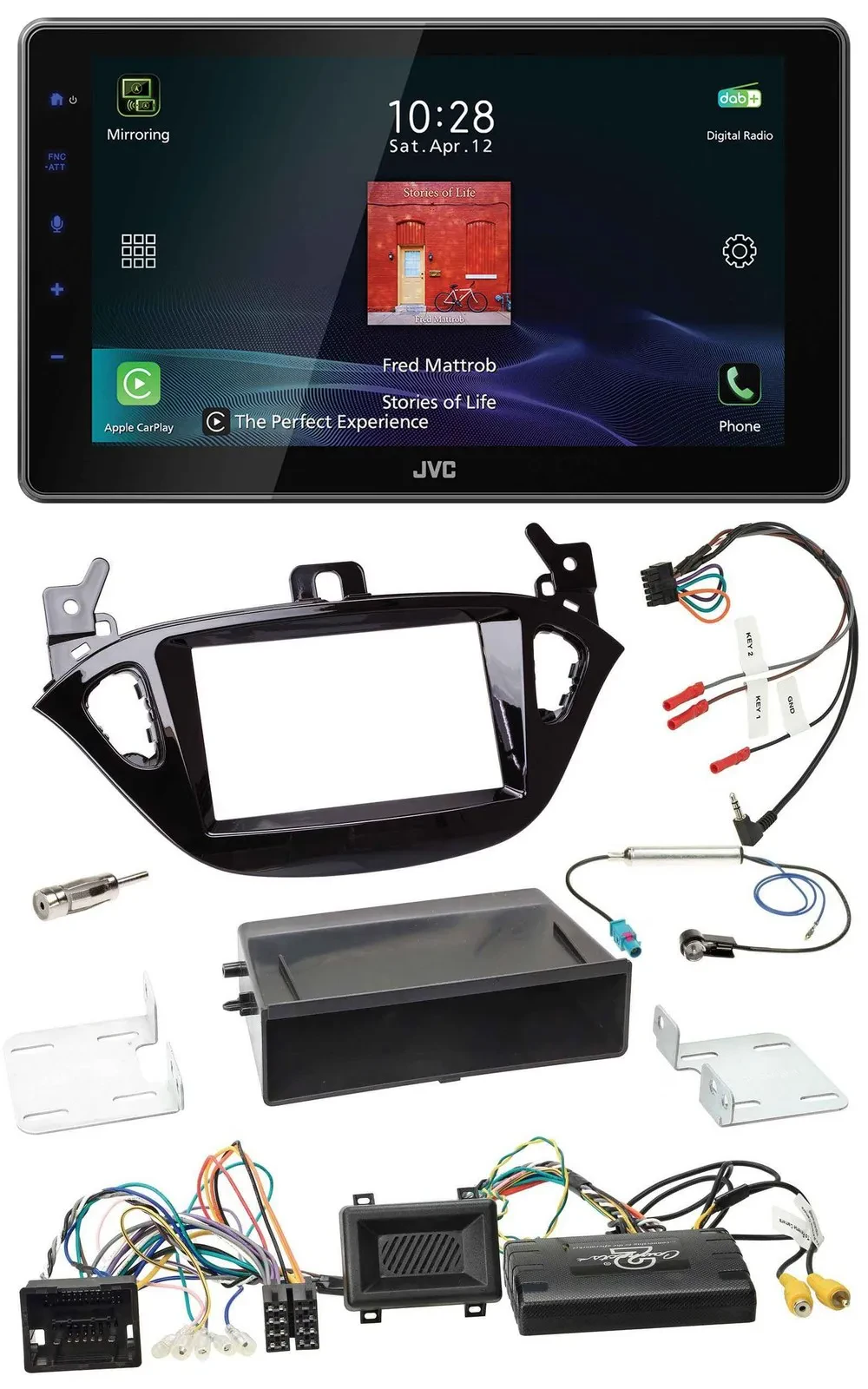 JVC DAB Lenkrad Bluetooth USB Autoradio für Opel Adam Corsa E ab 2013 PDC