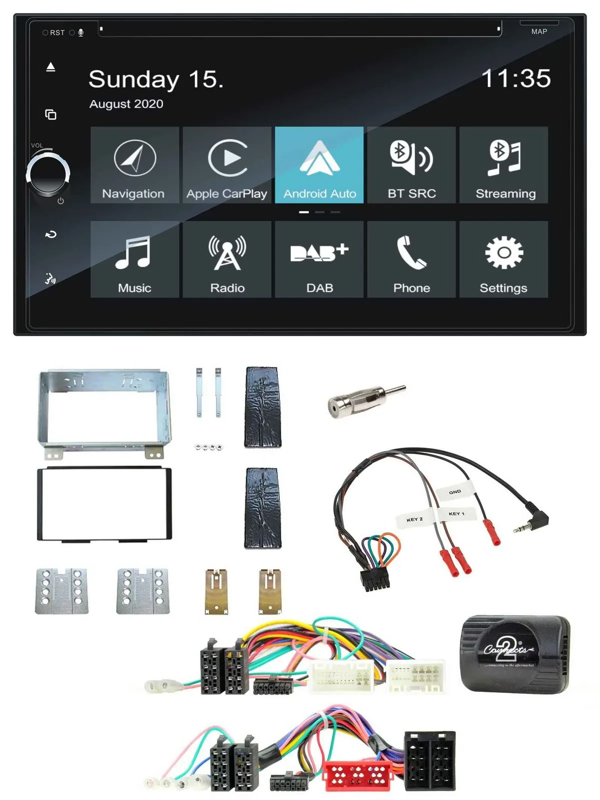 Blaupunkt 2DIN Lenkrad TMC Bluetooth USB DAB Navigation für KIA Carnival II VQ 2