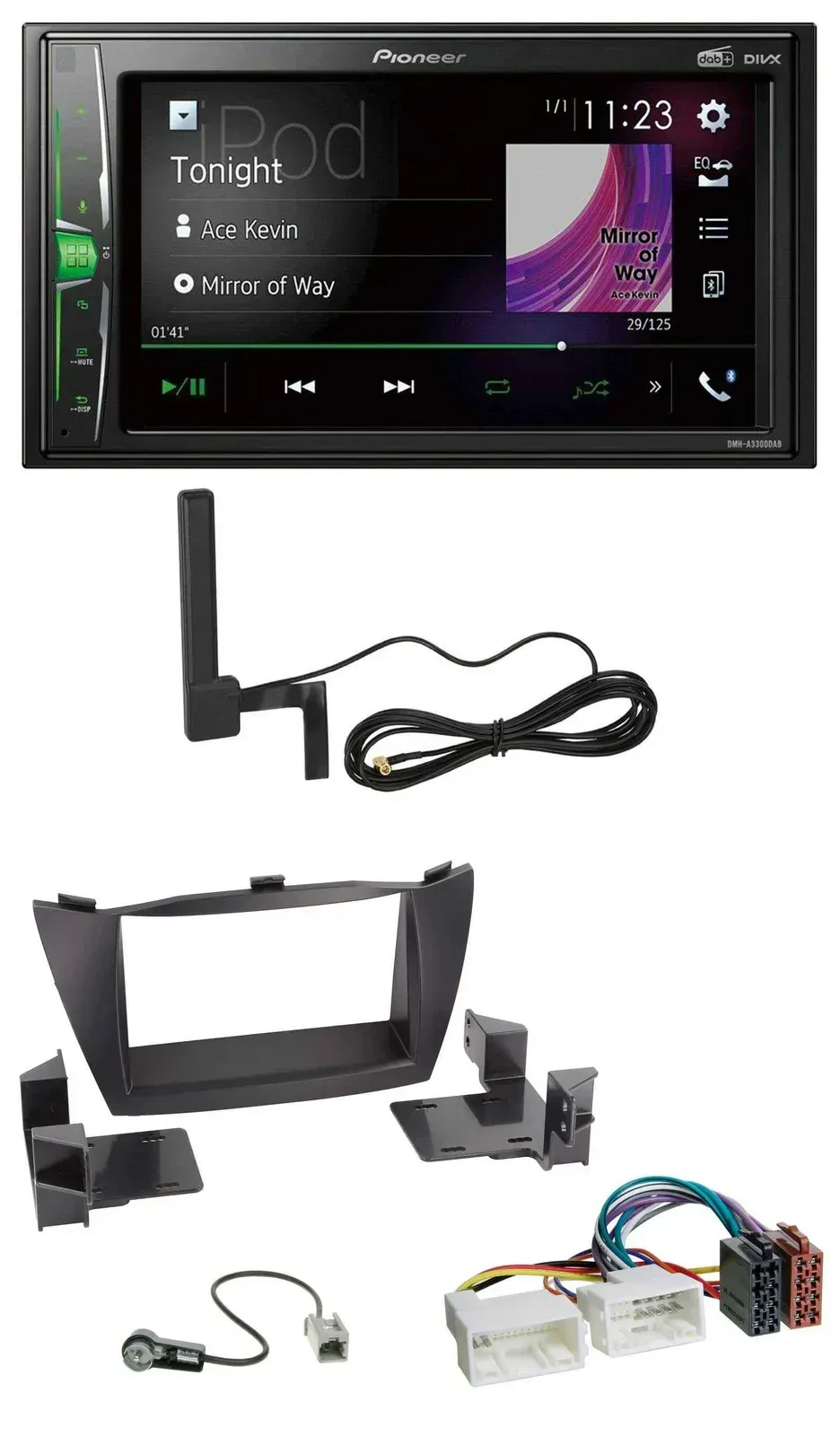 Автомагнитола Pioneer 2 DIN, Bluetooth, DAB, AUX для Hyundai Tucson (2010–2015)