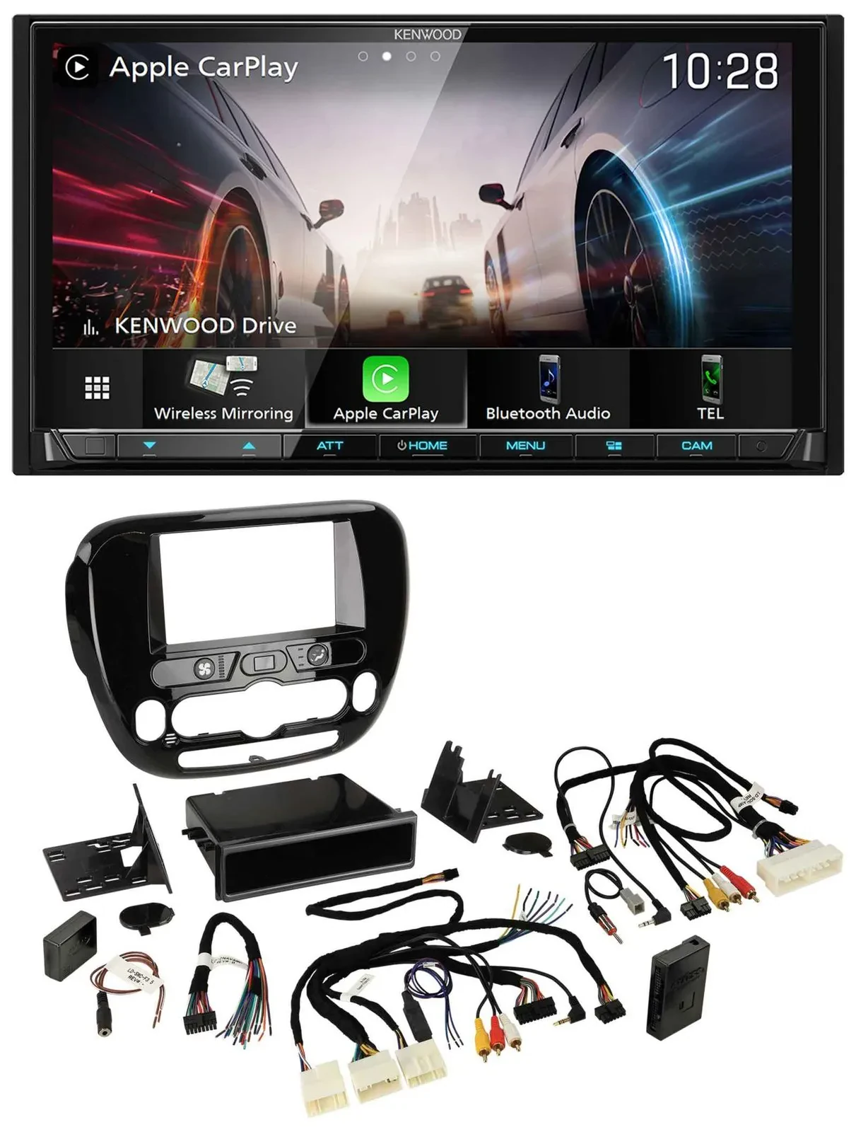 Kenwood Lenkrad 2DIN USB DAB Bluetooth Autoradio für Kia Soul ab 2014 Klima