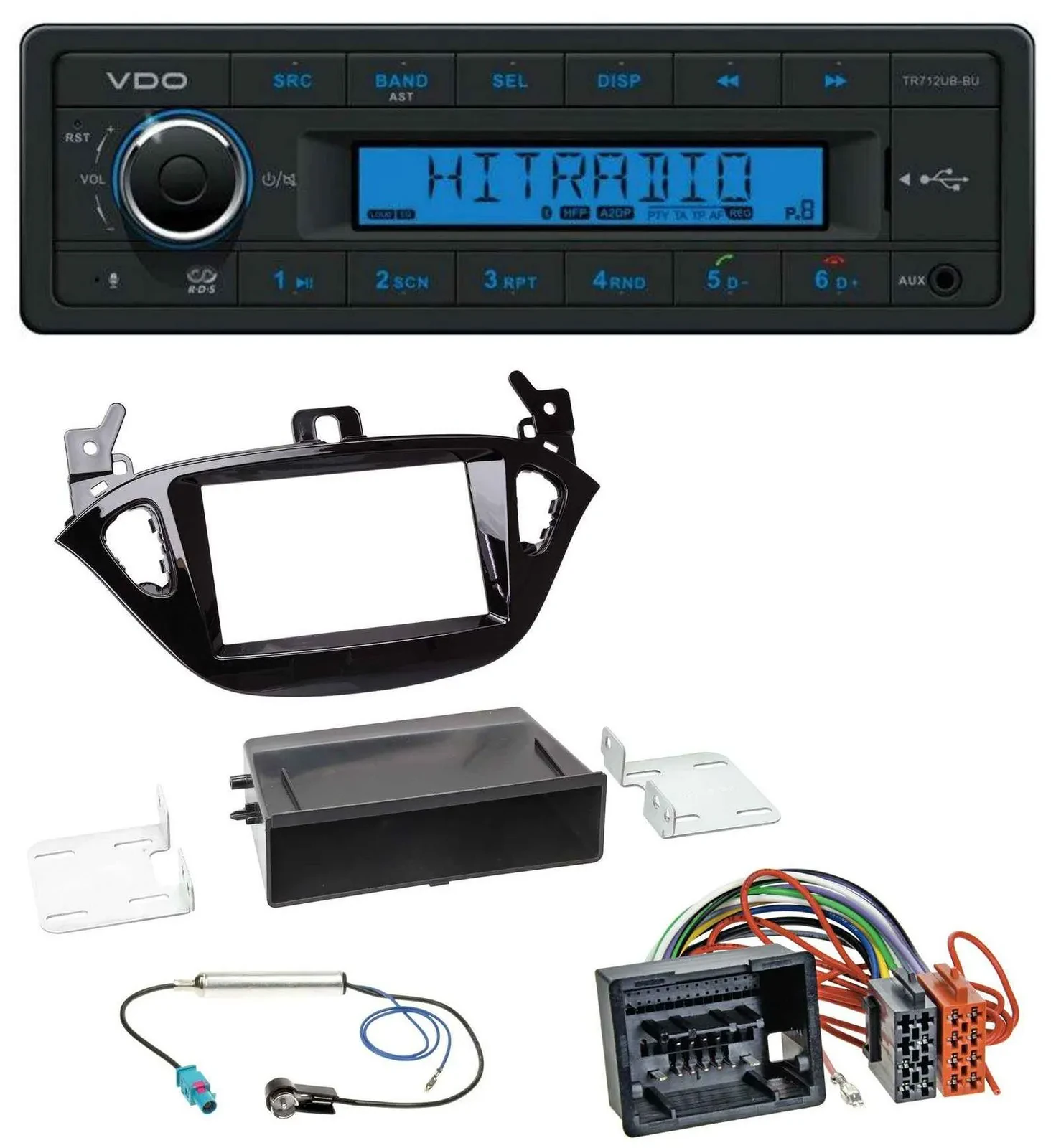 VDO Bluetooth AUX USB MP3 Autoradio für Opel Adam ab 13 Corsa E ab 15 Ablage