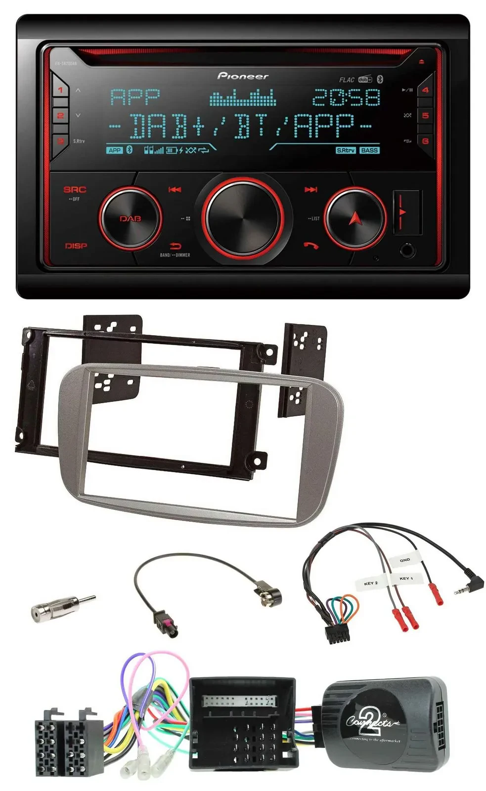 Автомагнитола Pioneer 2DIN DAB Bluetooth USB CD для Ford C‑Max/Galaxy/Focus, поддержка управления на руле