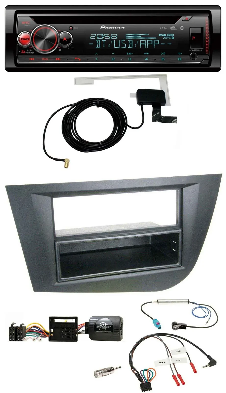 Автомагнитола Pioneer DAB, CD, USB, Bluetooth для Seat Leon 2005-2010, черный
